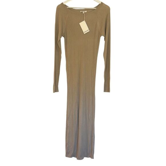 Splendid NWT cashblend tan ribbed long sleeve sweater dress large - Picture 3 of 13